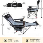 Reclining Camping Chair with Removable Footrest Lounge Chair with Headrest - Image 3