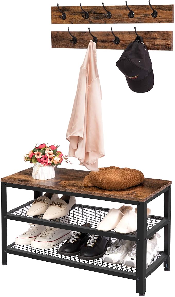 HOOBRO Hall Tree Entryway Storage Bench, Coat Rack Shoe Bench, Shoe Rack - Image 7