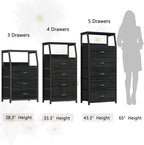 Furnulem Tall 4 Drawers Dresser, Vertical Storage Tower Black Dresser - Image 7