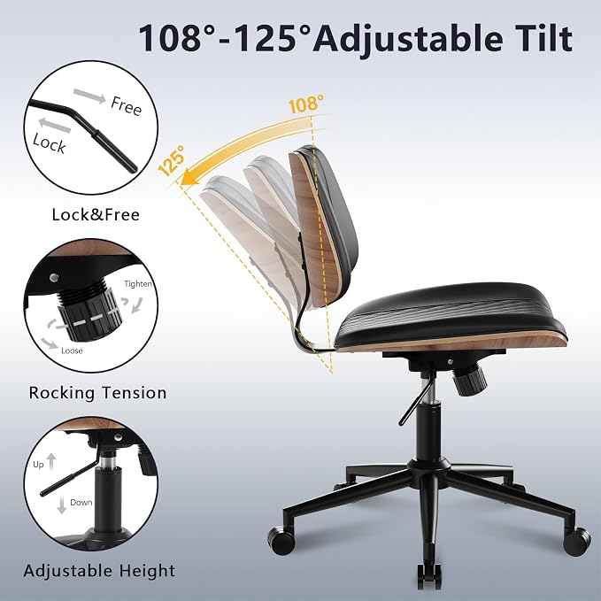Modern Armless Office Chair - Image 4