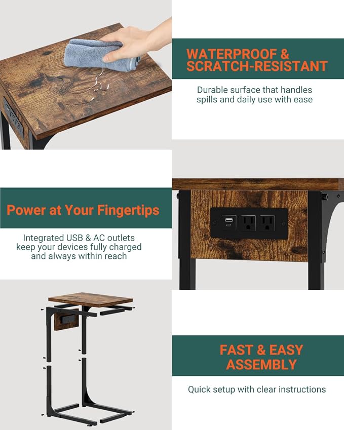 C-Shaped Side Table for Couch - Image 3