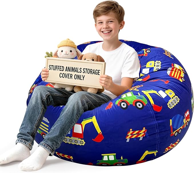 Lukeight Stuffed Animals Storage Bean Bag Chair Cover by Lukeight