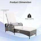 COSTWAY PE Rattan Chaise Lounge Chair, 6 Gear Adjustable Recliner - Image 3