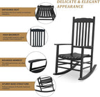 Outvita Outdoor Rocking Chair, Solid Wood High Back Rocker, All Weather Lounge - Image 4