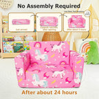 Kids Couch, 2-in-1 Kids Fold Out Couch, Convertible Sofa to Lounger - Image 3