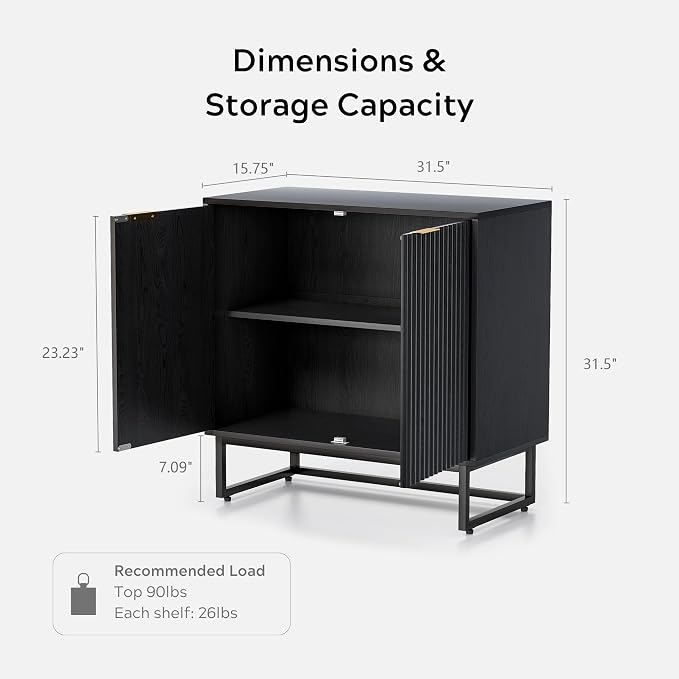 EYYTHUNG Fluted Cabinet with Storage, Sideboard Buffet Cabinet with Adjustable - Image 3