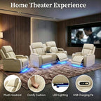 Power Recliner Sofa Set with LED Lights, Includes 2 Manual Recliner 1 Seat and - Image 5