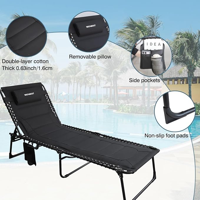 Oversized Padded Outdoor Folding Lounge Chair - Image 4