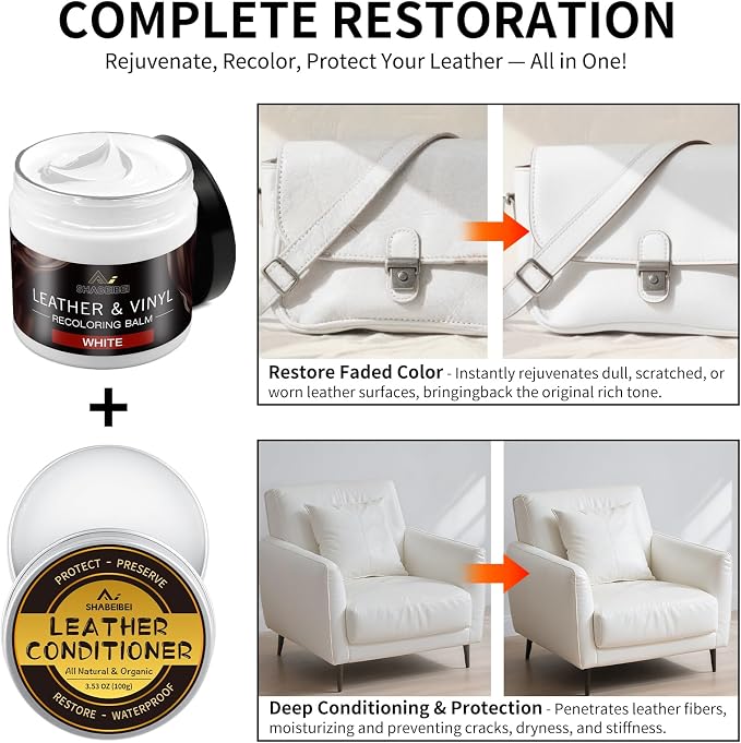 Leather Recoloring Balm with 100ml Mink Oil, Car Seats, Dye & Restorer - Image 2