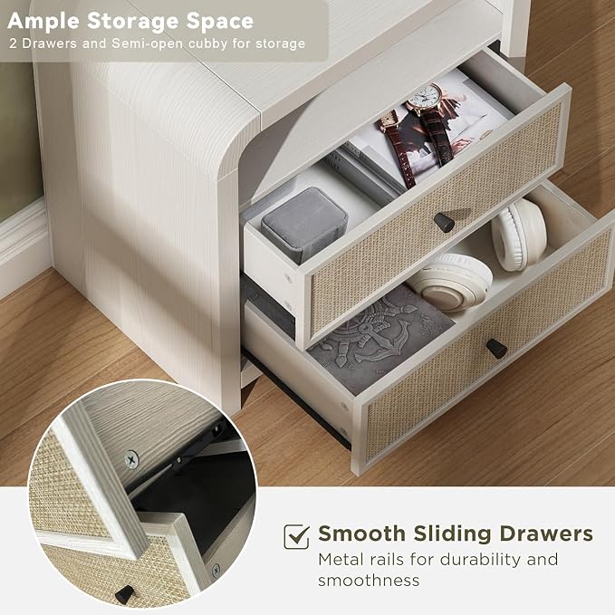 Oak&Sparrow Rattan Nightstand, 23.6'' Rattan End Table - Image 6