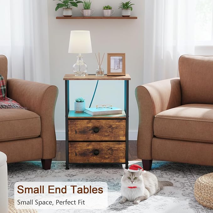 LOAKEKEL Night Stand Set 2, LED Nightstand - Image 8