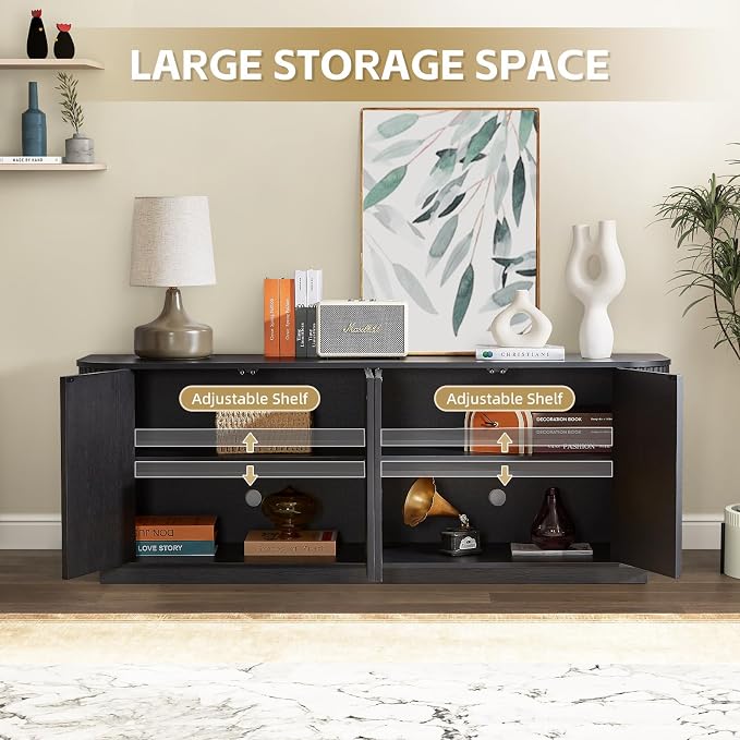 64'' Fluted TV Stand for TVs up to 75'', Modern Long Media Console - Image 3