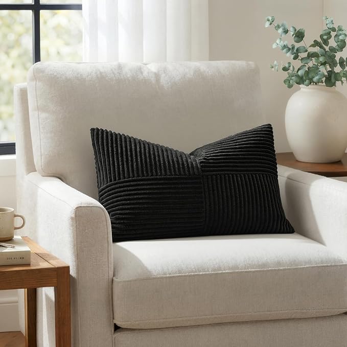 MIULEE Black Decorative Lumbar Throw Pillow Covers 12x24 Inch 2 Pack | Boho - Image 4