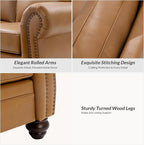 60" Wide Genuine Leather Chesterfield Loveseat, 2 Seat Leather Sofa - Image 7