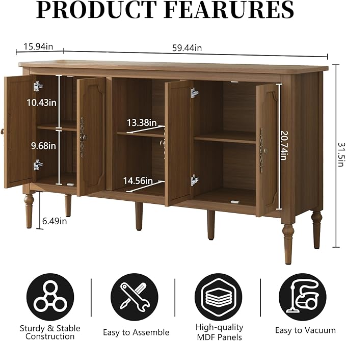 Vintage Buffet Sideboard Cabinet - Image 2