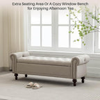 SOFTHION 58.1" Storage Bench Upholstered Linen End of Bedroom Bed Bench Ottoman - Image 6