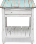 Sea Winds Trading Picket Fence End Table Distressed Bleu White Finish - Image 5