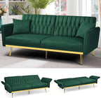70” Velvet Futon Sofa Bed w/Adjustable Backrests and Armrests, Convertible by ACMEASE