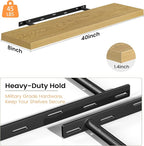 Fun Memories Floating Shelves for Wall, 40 Inch Long Set of 2 Rustic Wood Wall - Image 4
