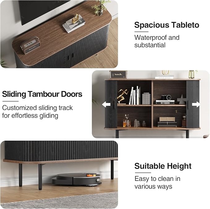 47''W x 32''H Black Buffet Sideboard Cabinet - Image 8