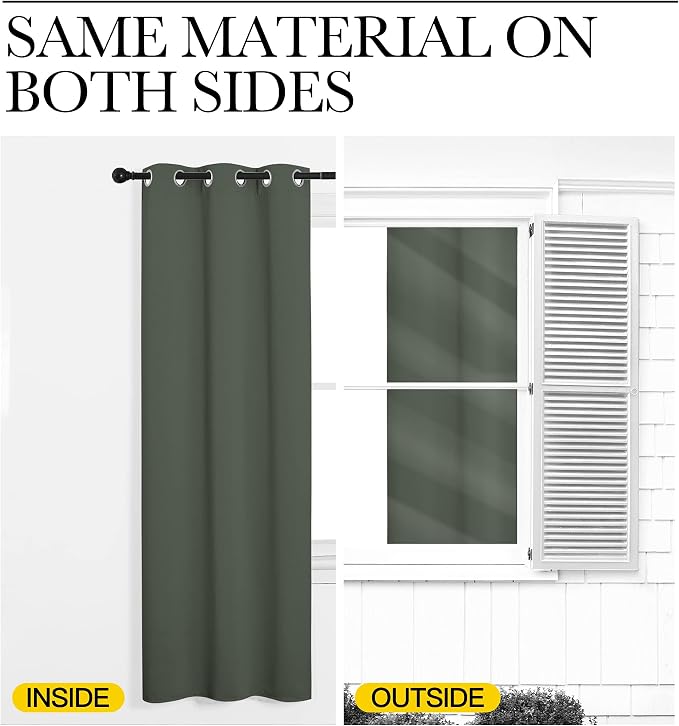 NICETOWN Dark Mallard Blackout Draperies Curtains, 55 inches Wide by 102 inches - Image 6