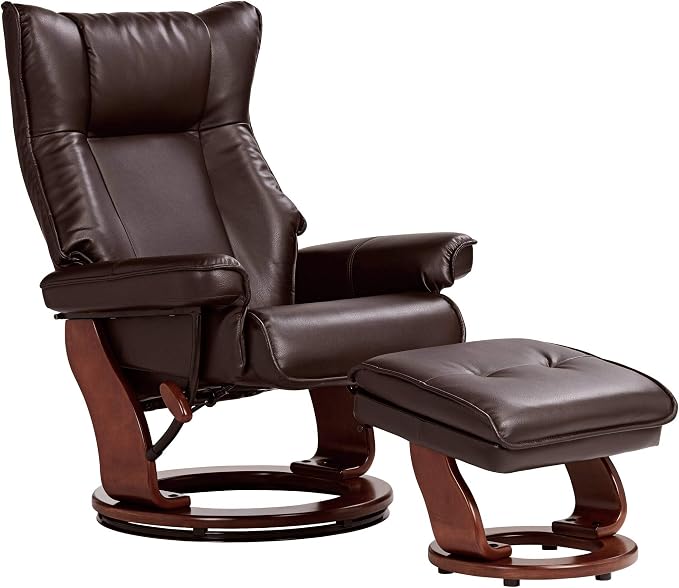 Benchmaster Morgan Java Swivel Faux Leather Recliner Chair by Benchmaster