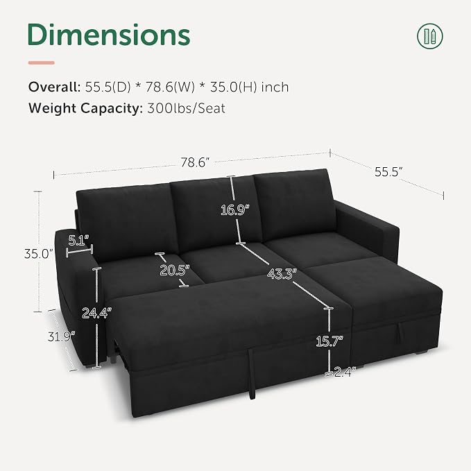 HONBAY Modular Sectional Sleeper Sofa - Image 2