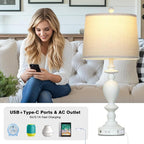 Cinkeda 28" White Farmhouse Table Lamps Set of 2 - Image 5