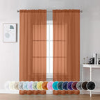 Chyhomenyc Burnt Orange Sheer Curtains 84 Inch Length 2 Panels | Light Filtering by Chyhomenyc