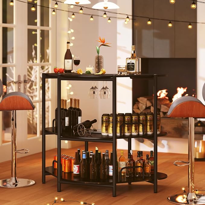 Giantex 3-Tier Bar Table, Corner Bar Cabinet, Liquor Home Bar Unit - Image 5