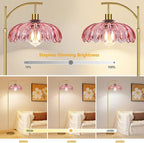 QIYIZM Pink Floor Lamp for Living Room, Mid Century Modern Brass Tall Lamp Boho - Image 2