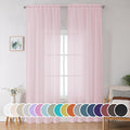 Extra Long Sheer Curtains 96 Inches Long, Rod Pocket Airy Solid Blush Sheer by OWENIE
