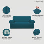 Easy-Going Stretch Oversized Loveseat Couch Covers Washable Peacock Blue | - Image 3