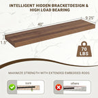 Acovy 40 Inch Floating Shelves, 3D Textured Wood Grain, Wooden Shelves - Image 3