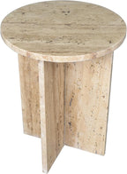 JONATHAN Y Javier Solid Travertine Marble End Table, 14-inch Round Modern - Image 6