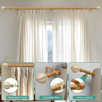QDWIS Boho Wood Curtain Rods for Windows 66 to 120 inch, Rustic Decorative - Image 9