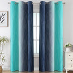Navy Blue and Teal Gradient Blackout Curtains - Image 2