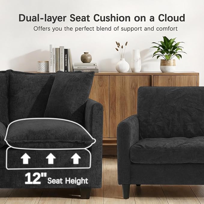 52'' Loveseat Sofa with Ottoman, Modern Cloud Sofa Couch with 27" Deep Seat - Image 4