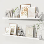 Fun Memories Picture Ledge Shelves Set of 2, 32 Inch Rustic Wall Mounted by FunMemories
