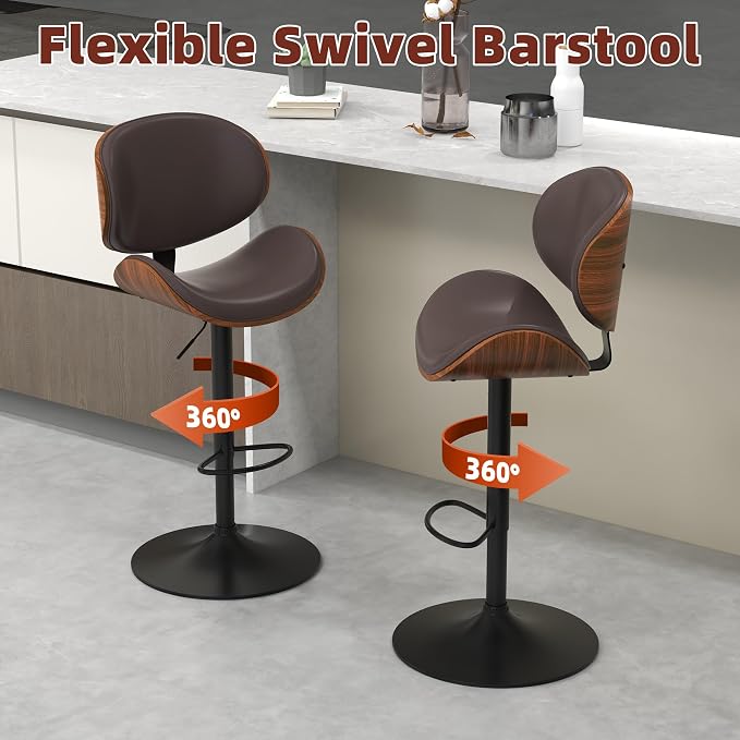 civama Brown Bar Stools Set of 2 - Image 8