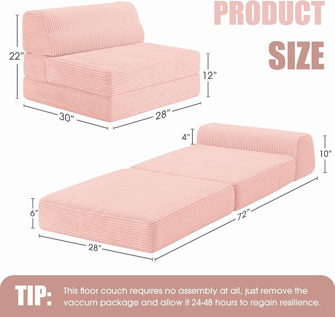 Kasunpul Folding Sofa Bed with Pillow, Memory Foam Fold Out Chair Bed, - Image 2