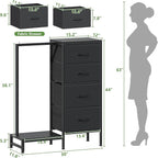 HIGDBFE Dresser with Hanging Rack, 4 Drawers Small Closet - Image 3