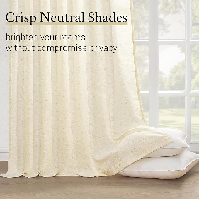 Topfinel Pinch Pleated Curtains 90 Inches Long 2 Panels Set, Cream Semi Sheer - Image 5