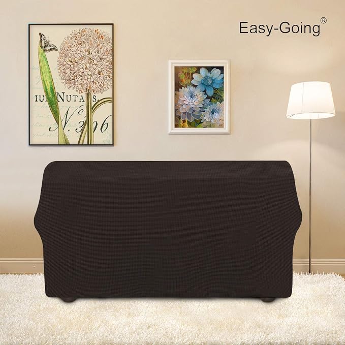Easy-Going Stretch Loveseat Couch Covers Washable Chocolate | 1-Piece Loveseat - Image 4
