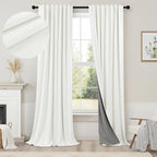 Ivory Blackout Curtains 90 Inches Long 2 Panel Light Blocking Patio Drape by Pitalk