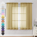 Gold Sheer Curtains 63 Inches Long 2 Panels by OVZME