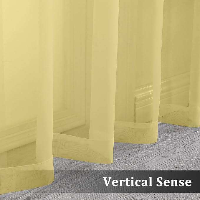 Mustard Yellow Sheer Curtains 96 Inches Long 2 Panels, Solid Lightweight & Airy - Image 5