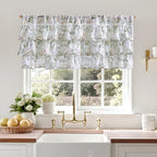 jinchan Ruffled Floral Valance Linen Shabby Chic Small Window Curtain 18 Inch - Image 2