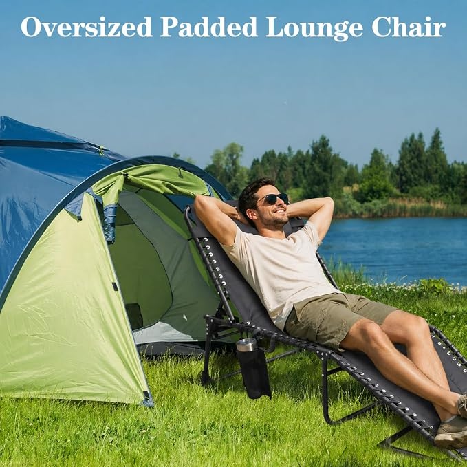 Oversized Padded Outdoor Folding Lounge Chair - Image 5