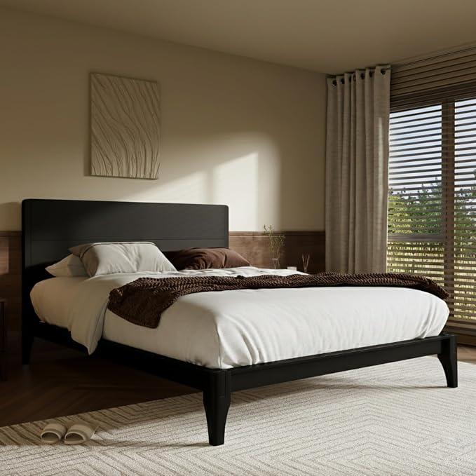 Merax Full Size Bamboo Platform Bed, Mid-Century Modern Bed Frame - Image 3